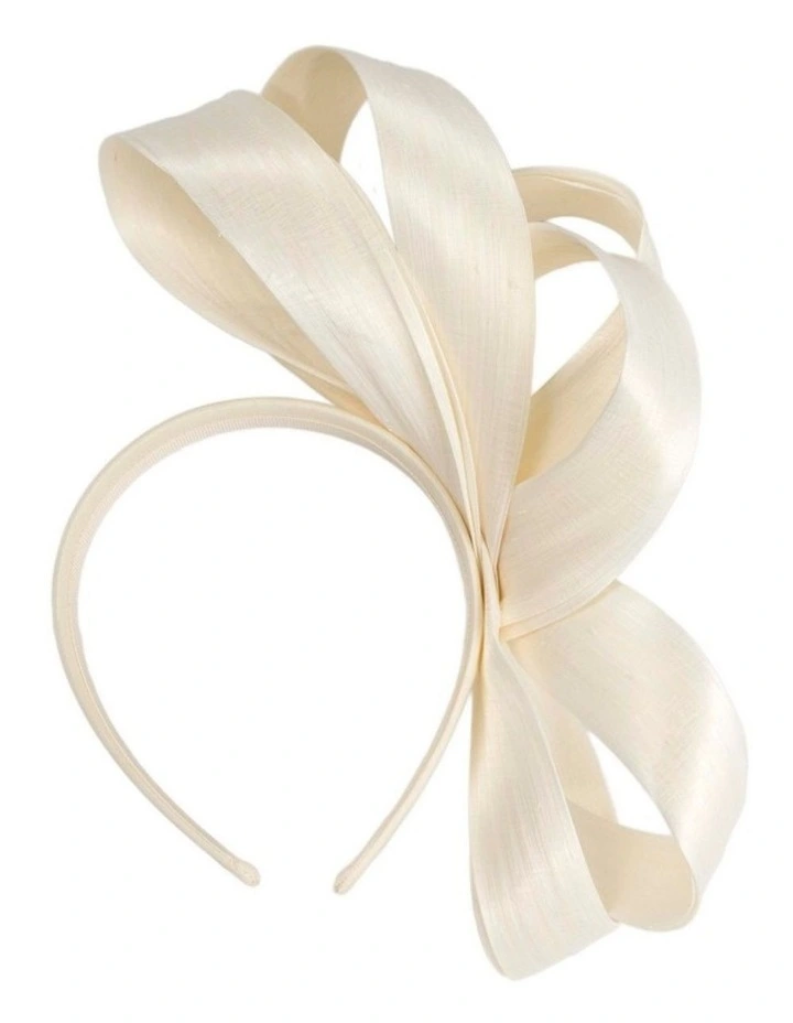 Cream silk abaca loops racing fascinator by Fillies Collection S344C image 4