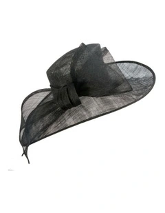 Max Alexander Black sinamay wide-brim hat with large bow MA994B