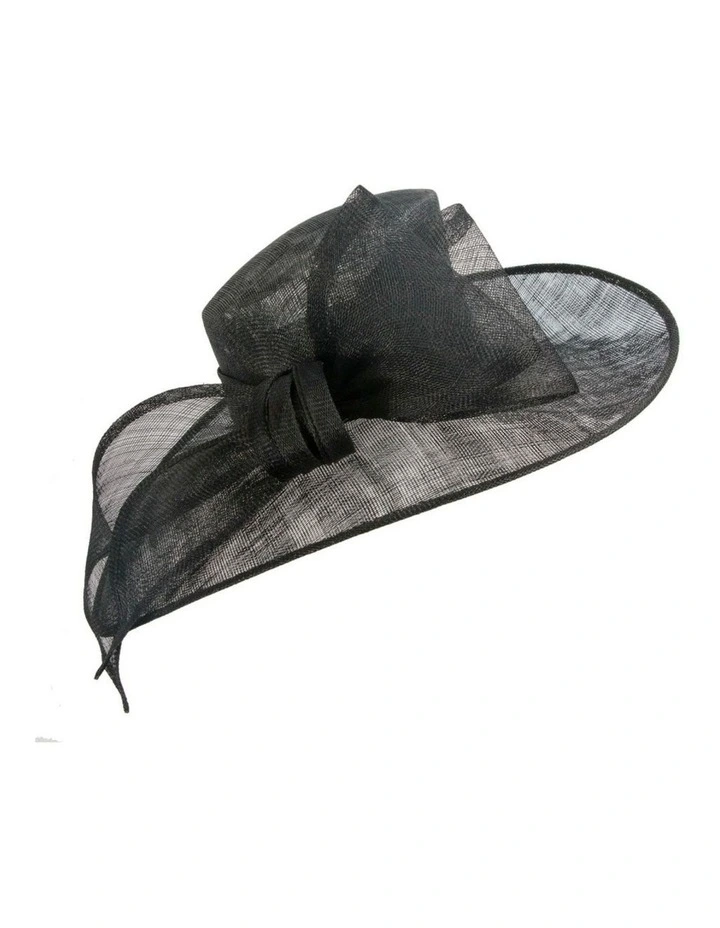 Max Alexander Black sinamay wide-brim hat with large bow MA994B image 1