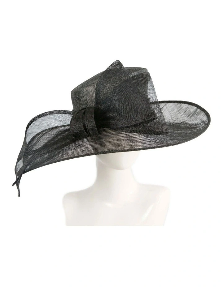 Max Alexander Black sinamay wide-brim hat with large bow MA994B image 2