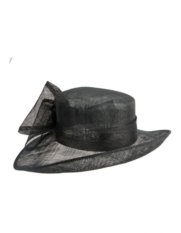 Max Alexander Black sinamay wide-brim hat with large bow MA994B image 3