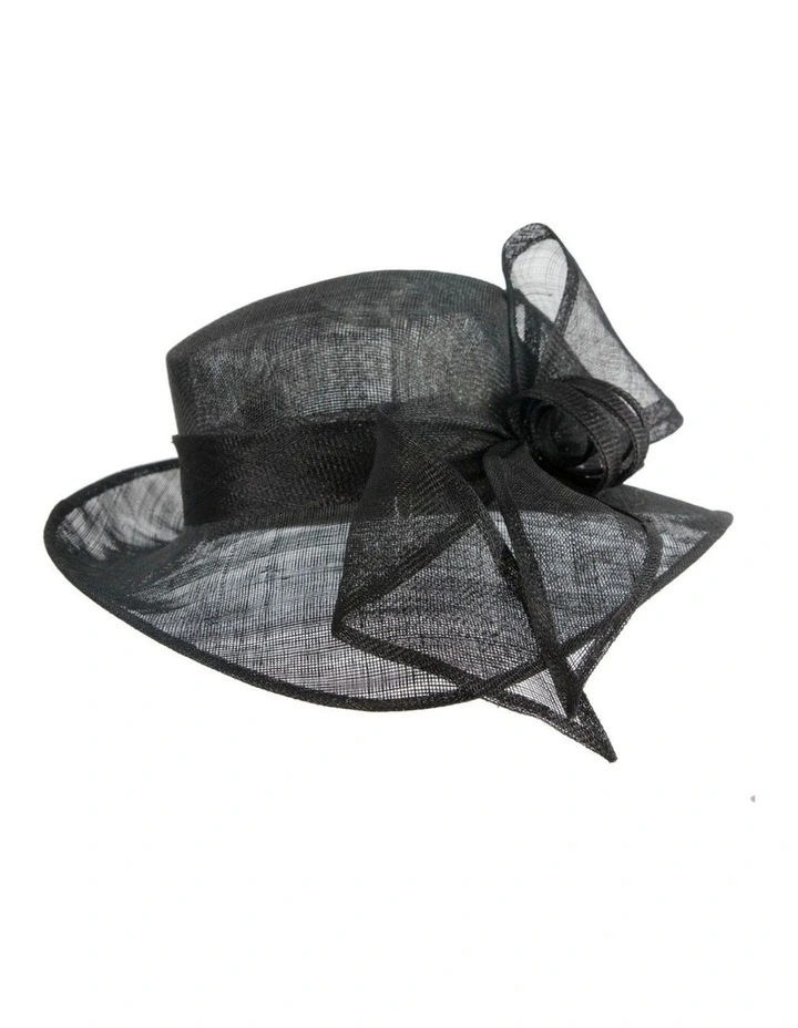 Max Alexander Black sinamay wide-brim hat with large bow MA994B image 4