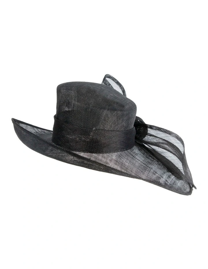 Max Alexander Black sinamay wide-brim hat with large bow MA994B image 6