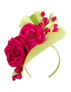 Fillies Collection lime & fuchsia racing fascinator S315LF.