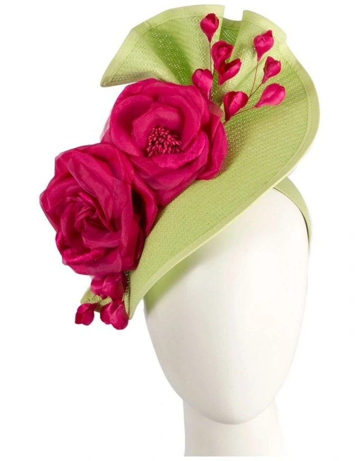 Fillies Collection lime & fuchsia racing fascinator S315LF. image 2
