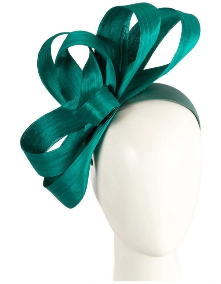 Teal Green silk abaca loops racing fascinator by Fillies Collection S344TE image 2
