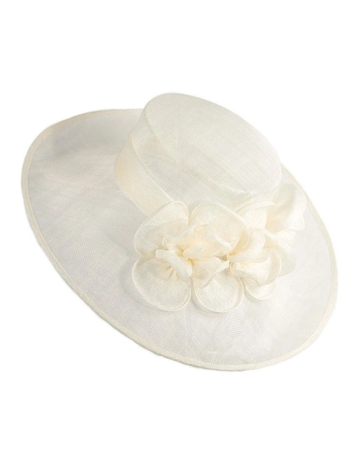 Max Alexander cream wide-brim sinamay fashion hat MA992C image 3