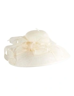 Max Alexander large cream sinamay racing hat MA988C