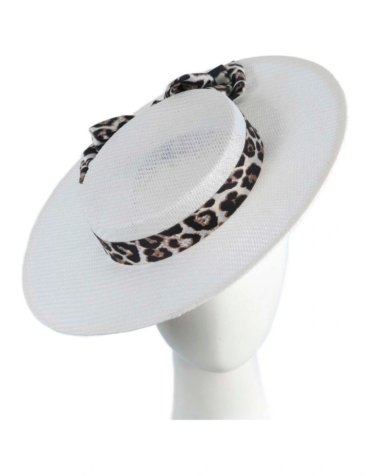 Max Alexander White & Leopard Boater Hat MA973W image 2