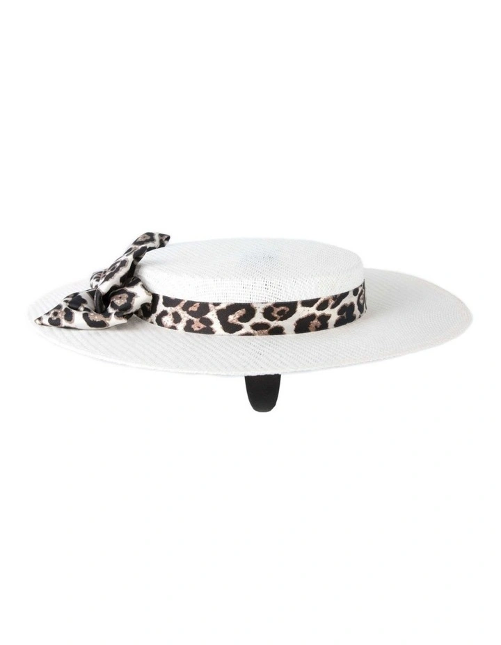 Max Alexander White & Leopard Boater Hat MA973W image 3