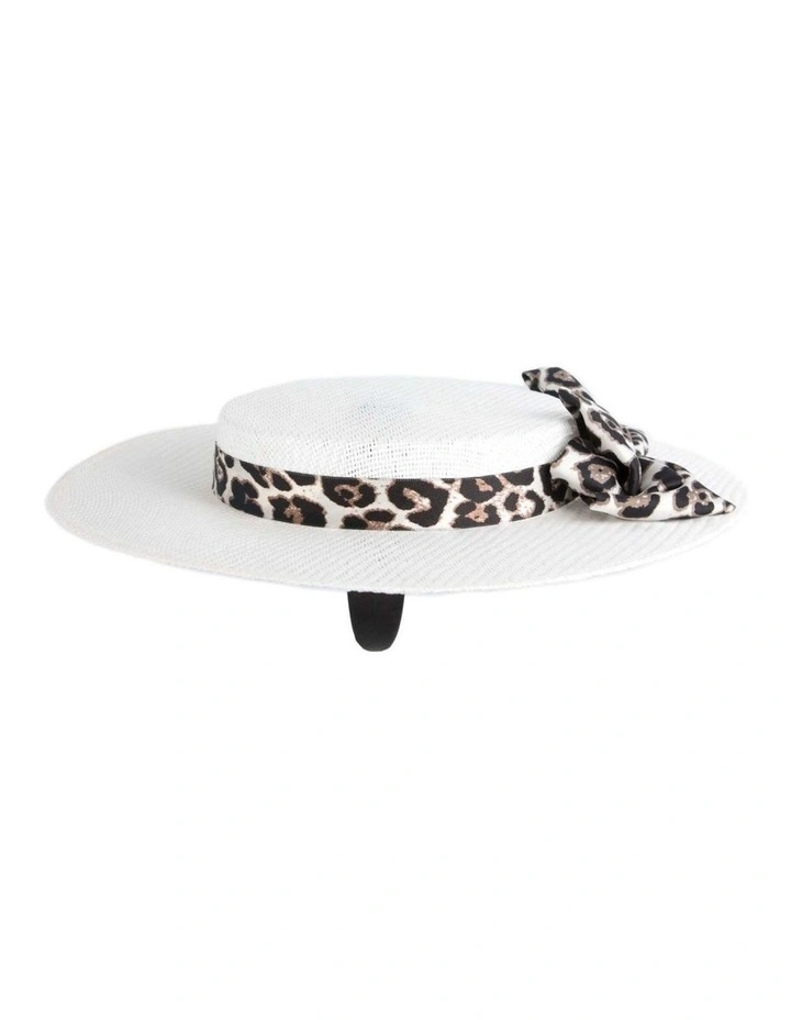 Max Alexander White & Leopard Boater Hat MA973W image 4
