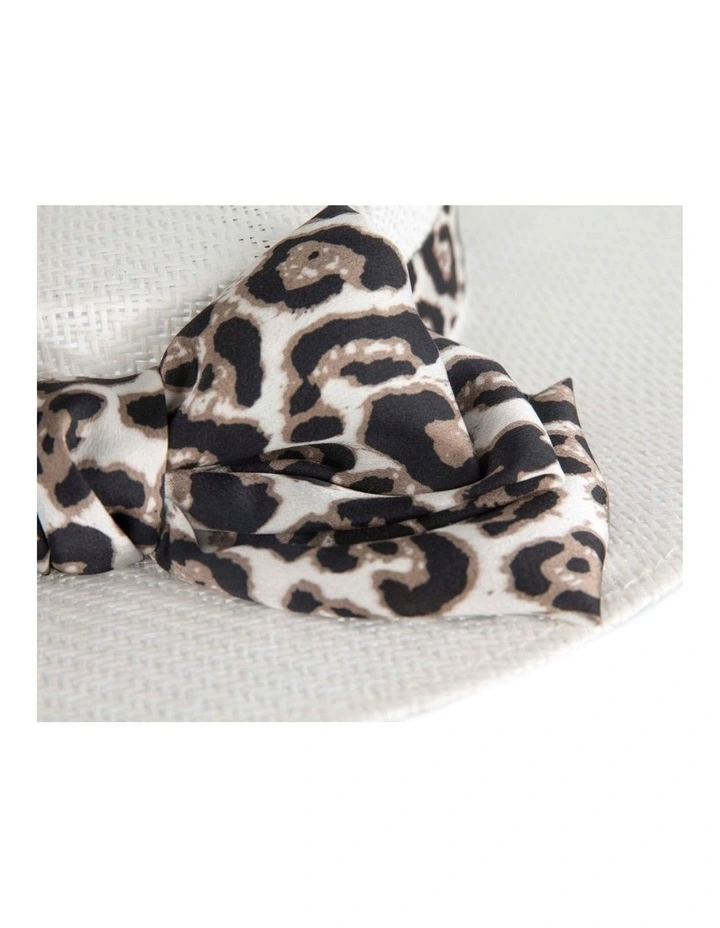 Max Alexander White & Leopard Boater Hat MA973W image 5