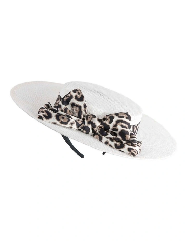 Max Alexander White & Leopard Boater Hat MA973W image 6
