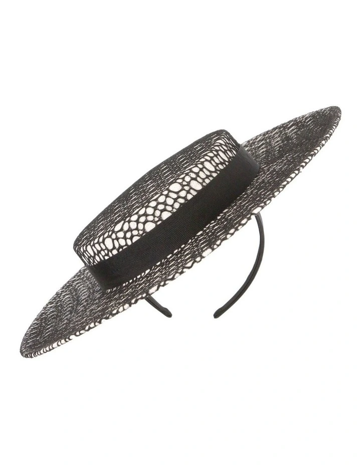 Max Alexander white boater hat with black lace MA943WB image 1
