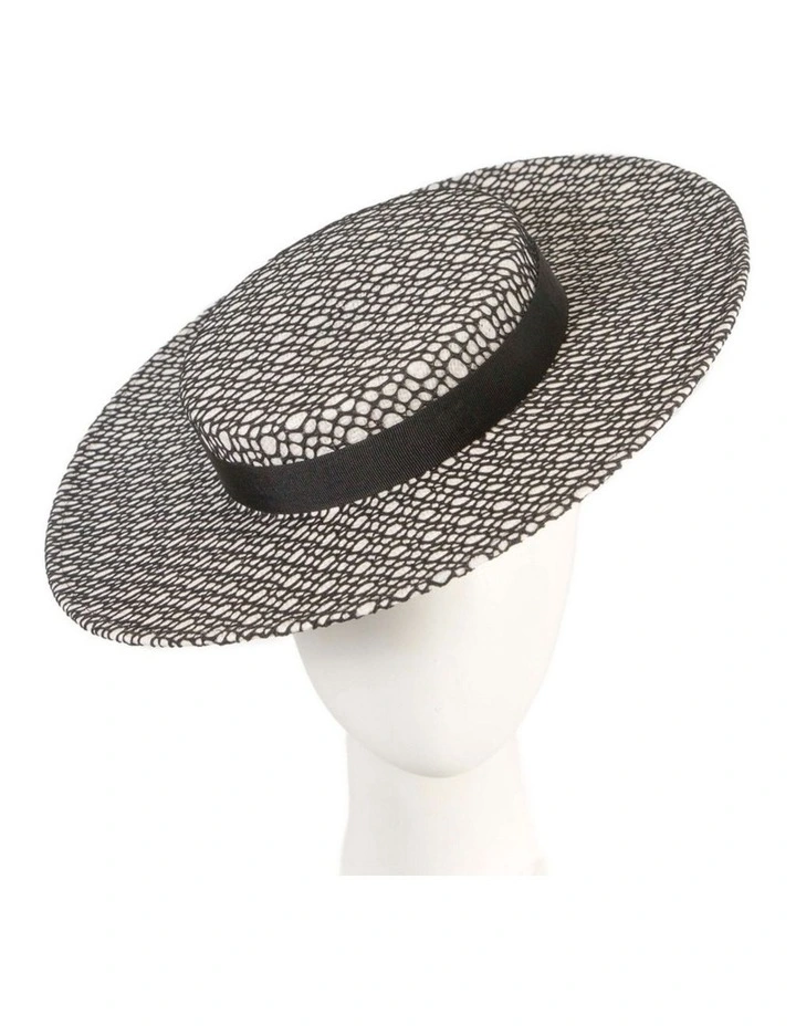 Max Alexander white boater hat with black lace MA943WB image 2