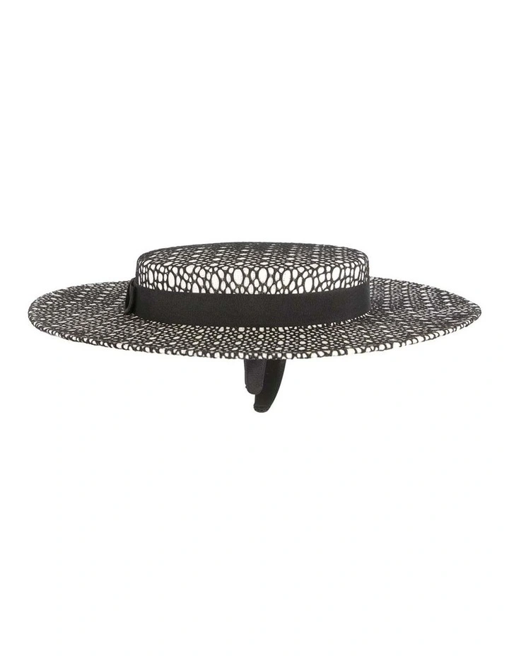 Max Alexander white boater hat with black lace MA943WB image 4