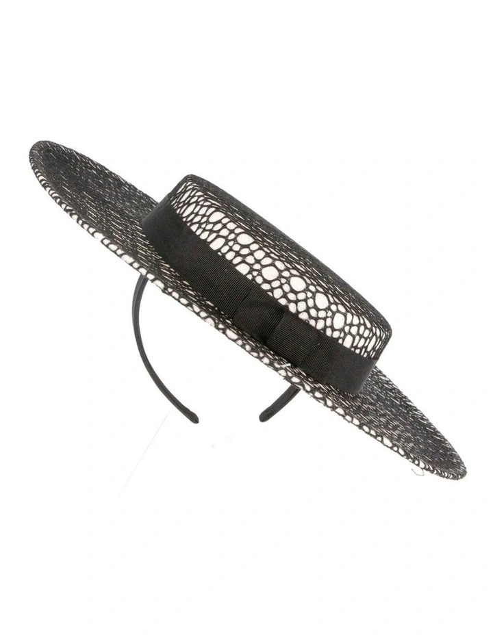 Max Alexander white boater hat with black lace MA943WB image 6