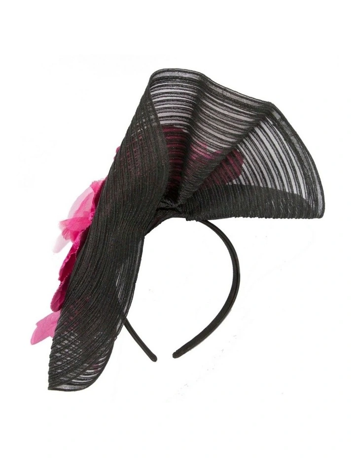 Large black and fuchsia racing fascinator with flowers - Fillies Collection S306BF image 4