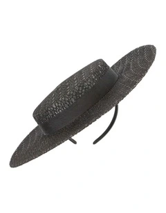 Max Alexander black lace boater hat MA943B