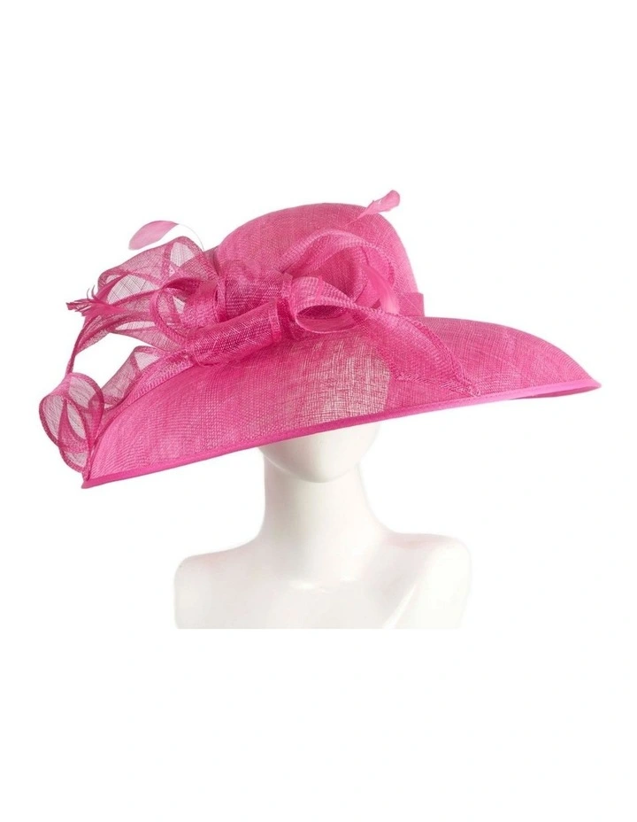 Max Alexander large fuchsia sinamay racing hat MA988F image 2