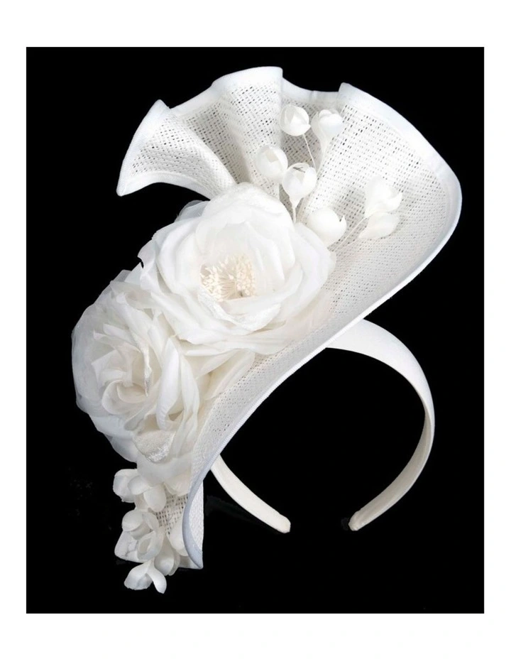 Fillies Collection cream and white racing fascinator S315WHT image 1