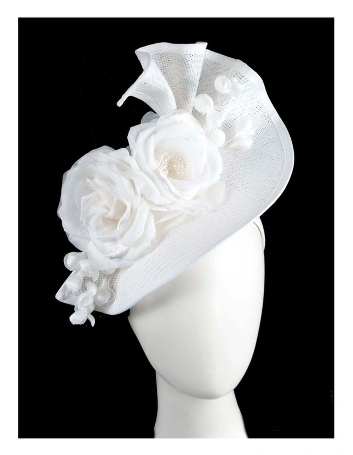 Fillies Collection cream and white racing fascinator S315WHT image 2