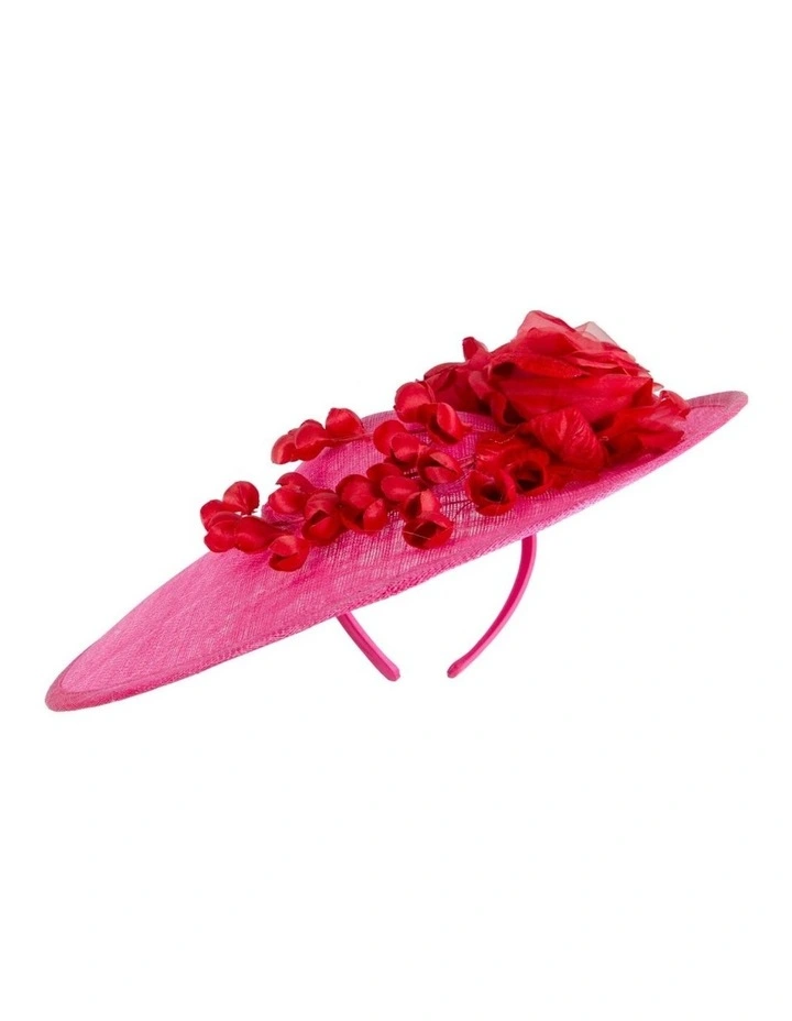 Max Alexander MA959FR large fuchsia sinamay fascinator with red flowers image 6