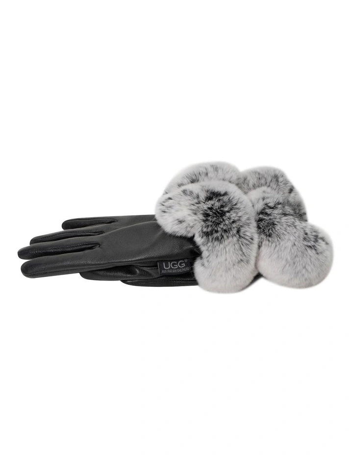 Australian Shepherd UGG Women Lennon Leather Fluffy Gloves image 5