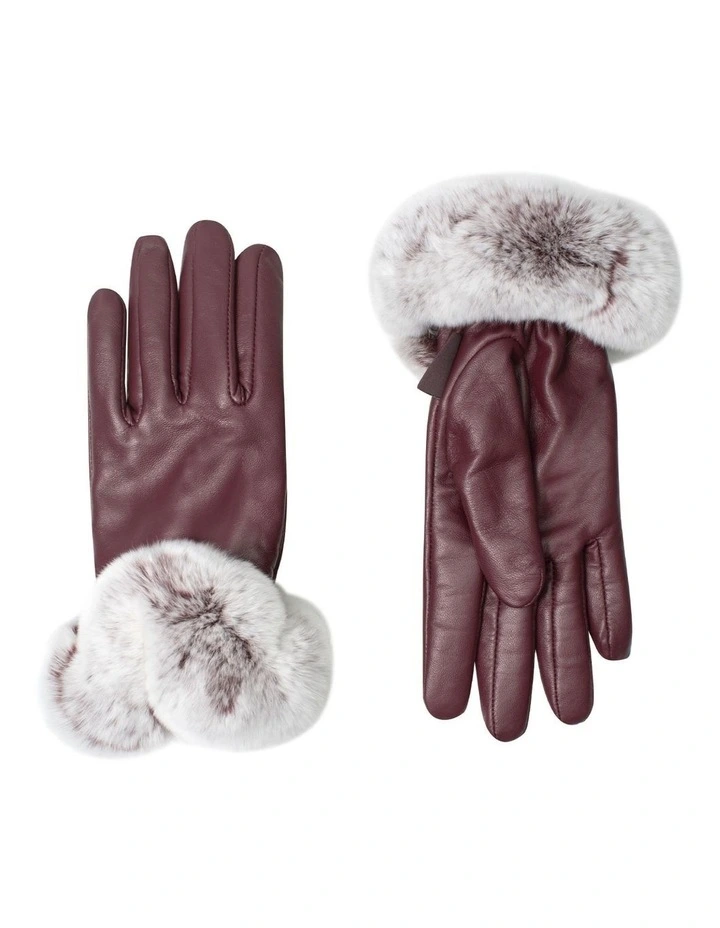 Australian Shepherd UGG Women Lennon Leather Fluffy Gloves image 2