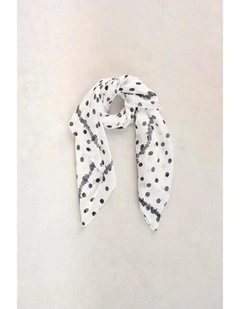 Polka Dot Paisley Border Scarf - Multicolour