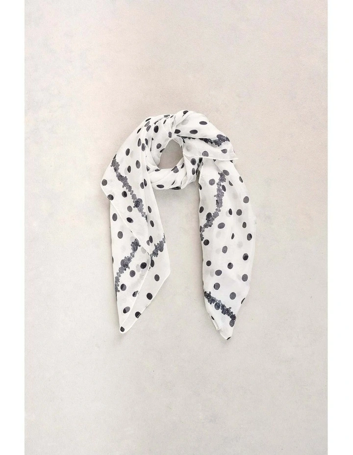 Polka Dot Paisley Border Scarf - Multicolour image 1