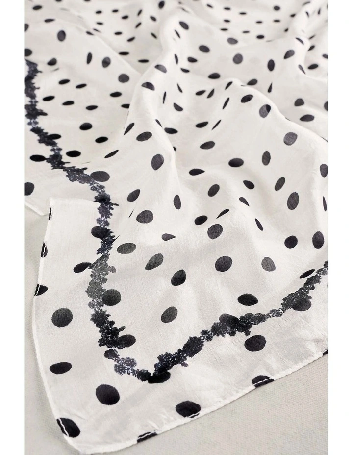 Polka Dot Paisley Border Scarf - Multicolour image 3