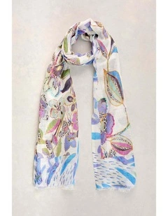 Embellished Floral Sheer Scarf - Multicolour