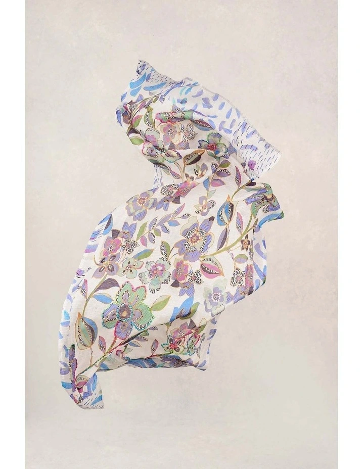 Embellished Floral Sheer Scarf - Multicolour image 2