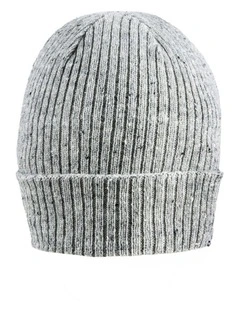 Dents Womens Ribbed Knit Wool Blend Beanie Hat with Marl Yarn in Dove Grey