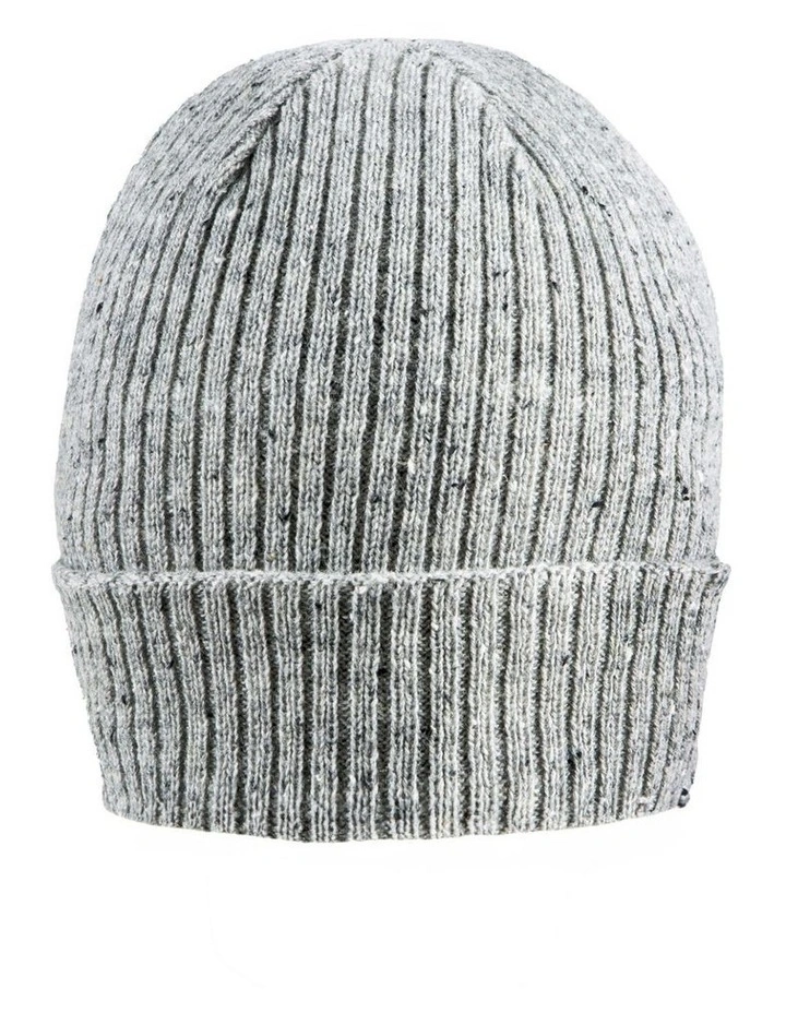 Dents Womens Ribbed Knit Wool Blend Beanie Hat with Marl Yarn in Dove Grey image 1
