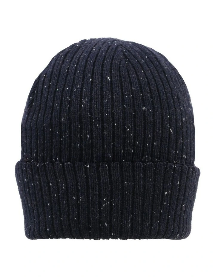 Dents Womens Ribbed Knit Wool Blend Beanie Hat with Marl Yarn in Navy image 1