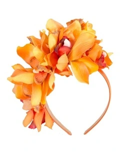 Hand made exclusive orange fascinator headband J450OR
