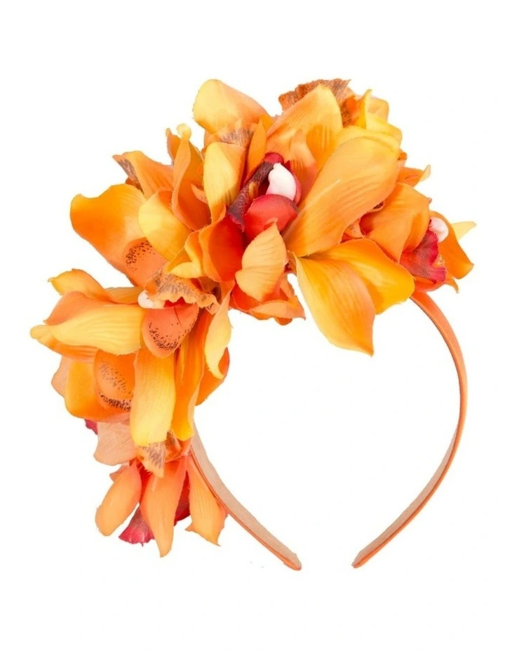 Hand made exclusive orange fascinator headband J450OR image 1