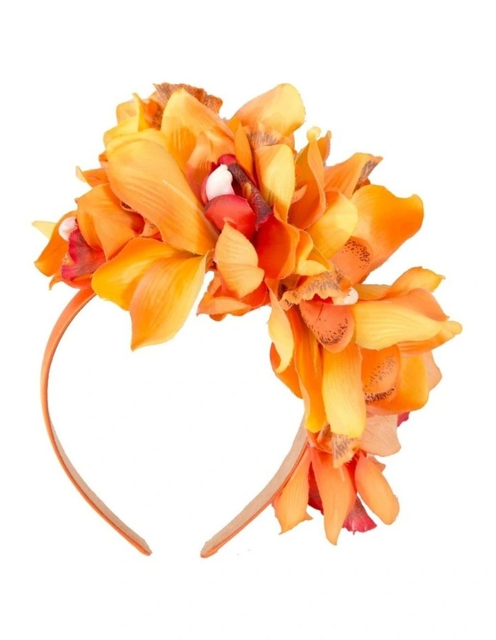 Hand made exclusive orange fascinator headband J450OR image 3
