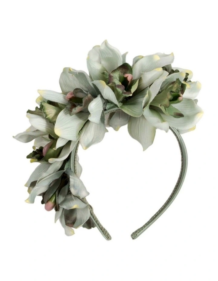 Hand made exclusive green fascinator headband J450PST image 1