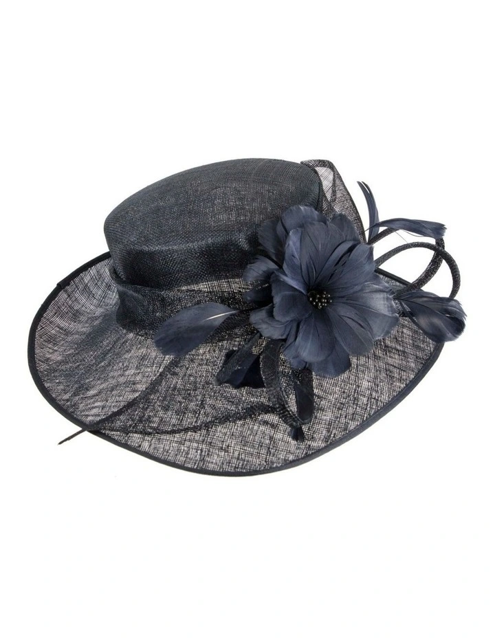 Wide brim navy ladies fashion hat by Max Alexander MA929N image 3