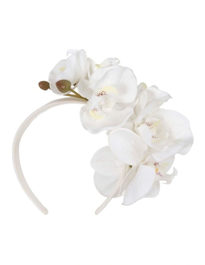 Bespoke white orchid flower headband by Fillies Collection S287W image 4
