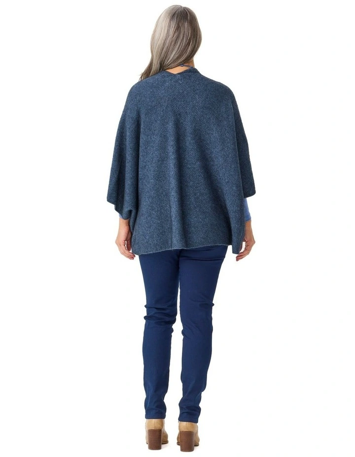 Possum Moss Stitch Longline Wrap in Blue image 2