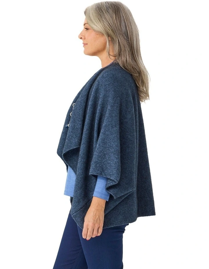 Possum Moss Stitch Longline Wrap in Blue image 3