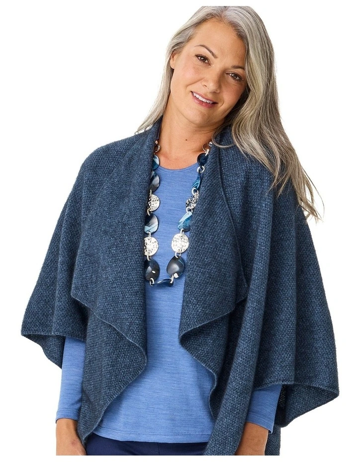 Possum Moss Stitch Longline Wrap in Blue image 4