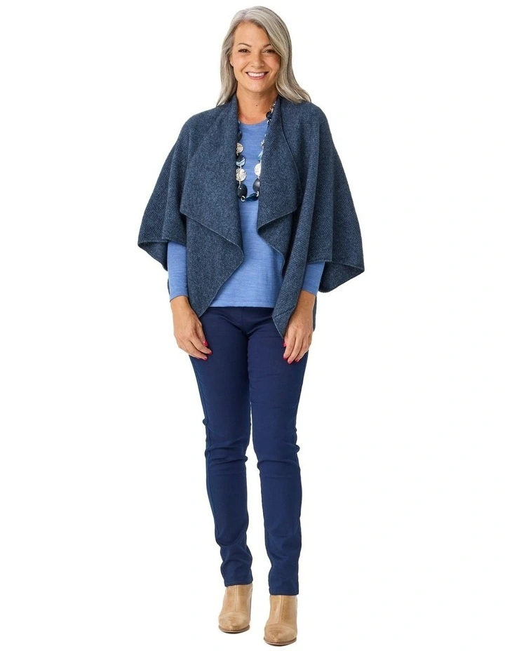 Possum Moss Stitch Longline Wrap in Blue image 5