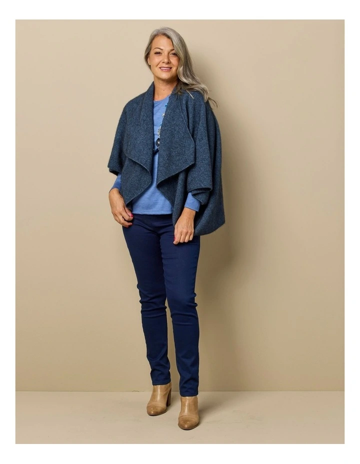 Possum Moss Stitch Longline Wrap in Blue image 6