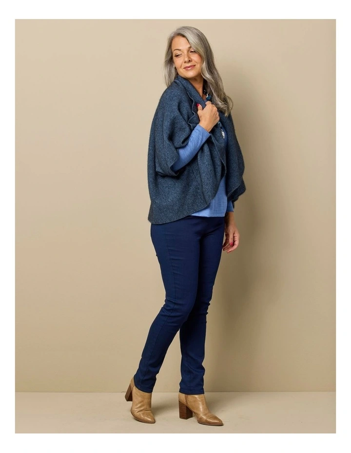 Possum Moss Stitch Longline Wrap in Blue image 7