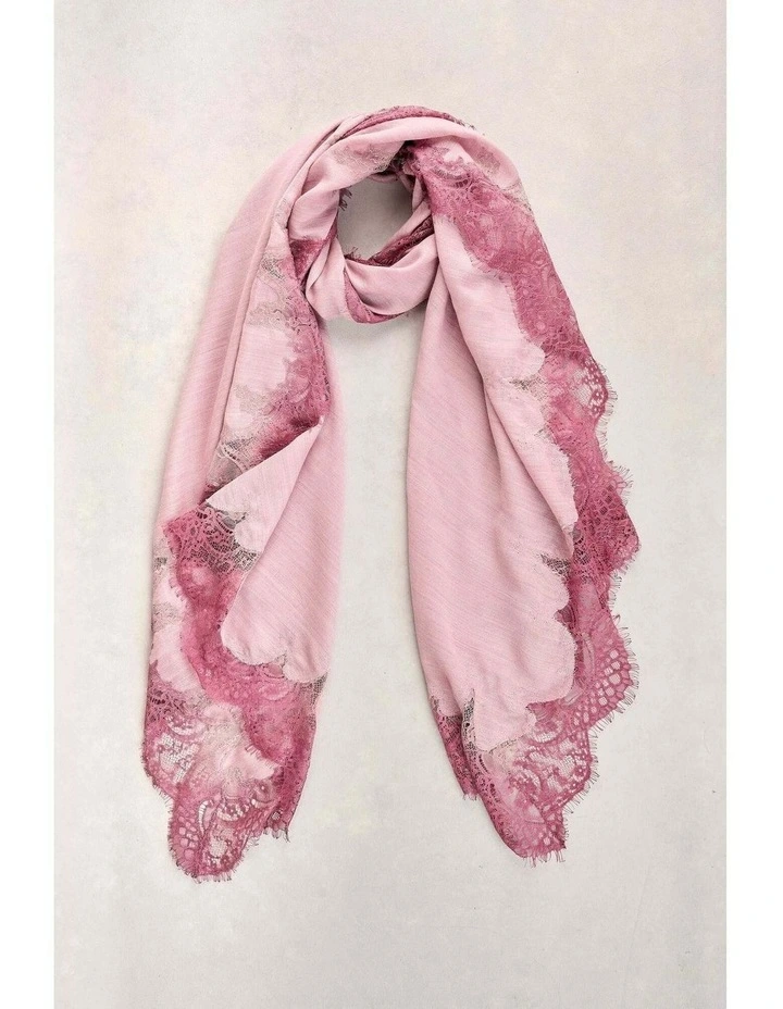 Lace Border Scarf - Purple image 1